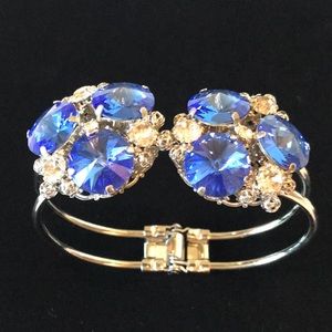Italian Swarovski Crystal Cuff Bracelet Sapphire